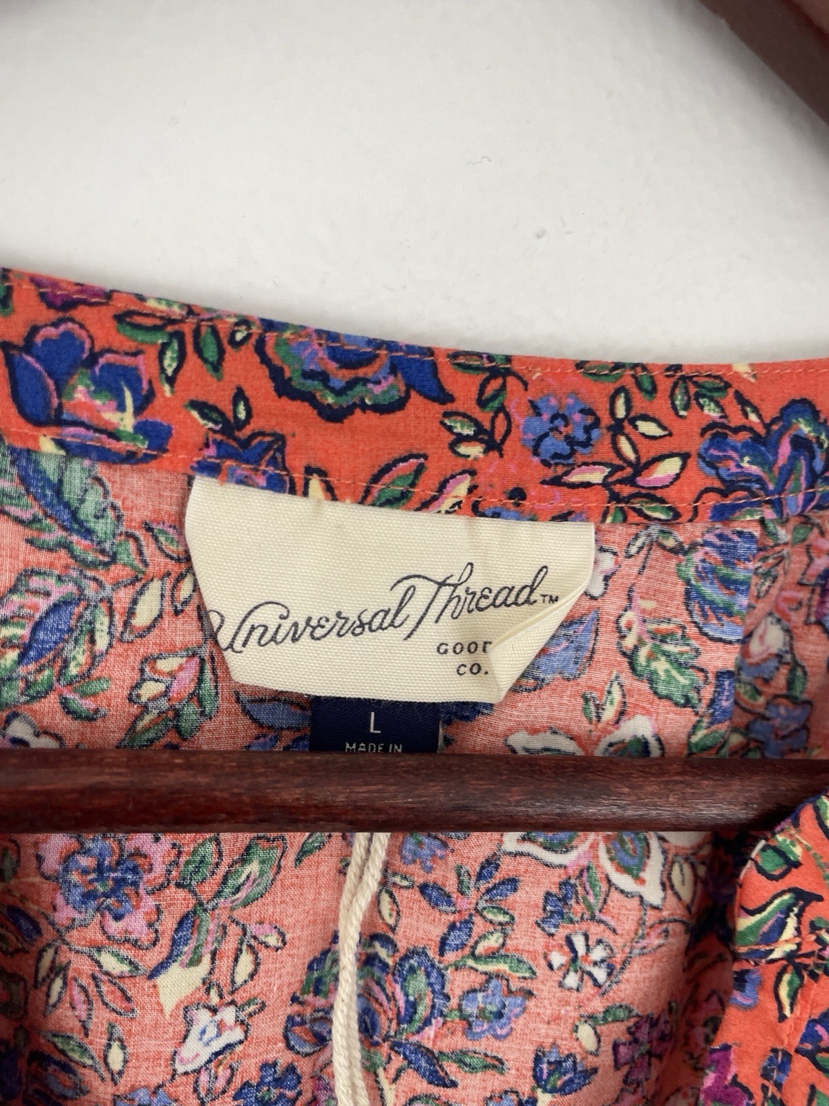 Universal Thread L Orange Multi Color Floral 3/4 … - image 3