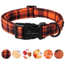 Halloween Dog Collar Fall Small Orange Grid Cotton Female Male Puppy