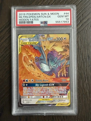 Moltres Zapdos Articuno GX 44/68 Hidden Fates PSA 10 Pokemon