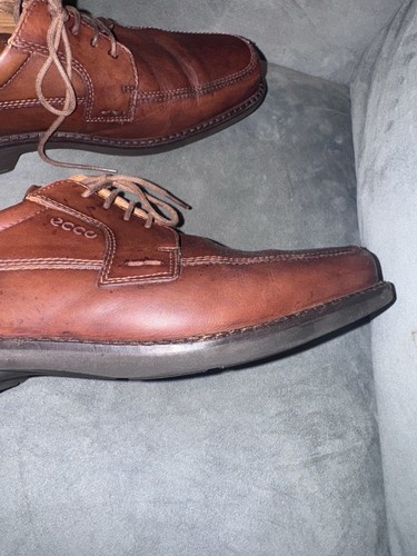 ECCO Brown Oxfords Shoes Mens Size 47 Formal Dress Leather Fancy Lace Up - Picture 5 of 18