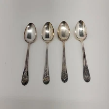 4 ~ Wm Rogers Mfg Co Jubilee pattern silver plate 8 1/2" serving table spoon