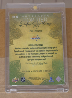 Ryan Leonard 2025-26 UD Artifacts Top Tier Rookie Signatures Auto