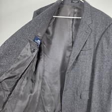 Stafford Mens Sport Coat 42R Gray Herringbone Wool Lambswool Blend