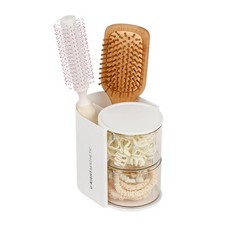 2-Layer Clear Hair Accessories Organizer with Hair Brushes Holder, Rotatable ...