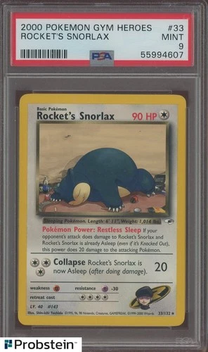 2000 Pokemon Gym Heroes #33 Rocket's Snorlax PSA 9 MINT
