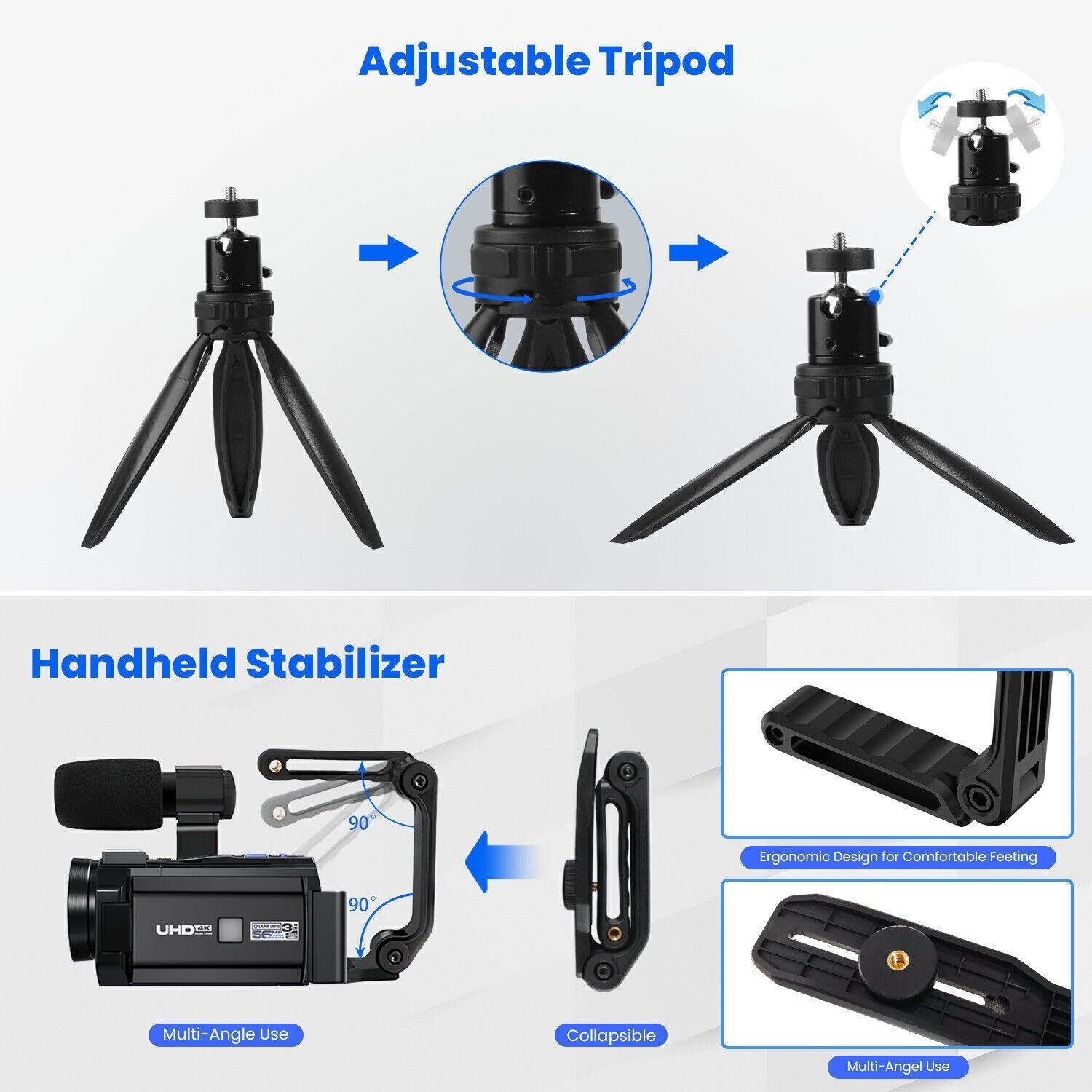 5K Camcorder Video Camera with Dual Lens WiFi IR Night Vision w/64GB,Mic,Tripod