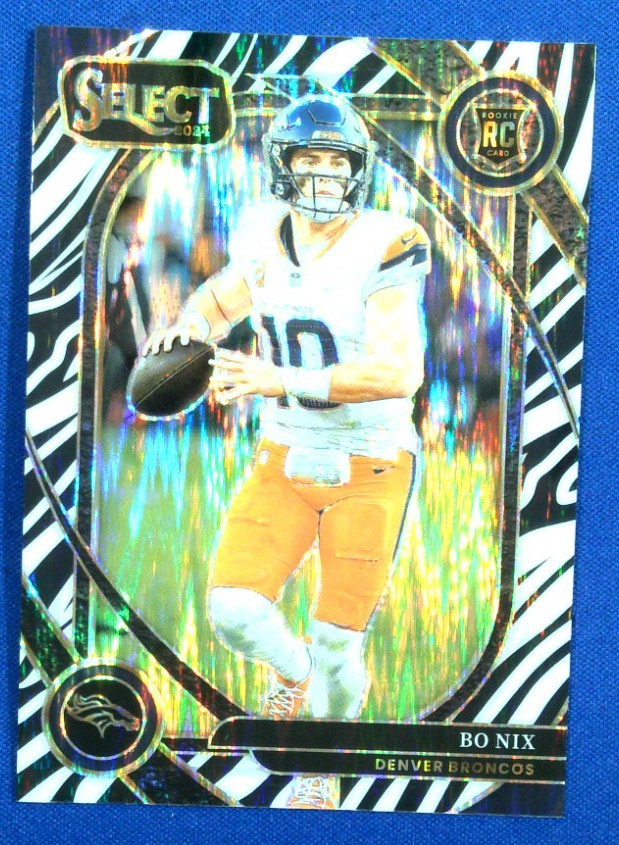 2024 Panini Select Bo Nix RC Club Level Zebra Shock SSP #221