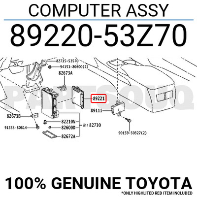 8922053Z70 Genuine Toyota COMPUTER ASSY 89220-53Z70