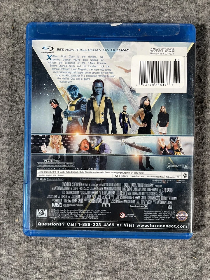 X-Men First Class Blu-ray Disc 2011 Marvel Superhero Action Movie PG-13 Sci-Fi - Image 2 of 4