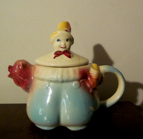 Vintage Shawnee Teapot Tom Tom The Pipers Son Clown Teapot 1940's EUC
