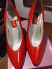  Shoes Pumps Heels Women SABREE  Size 8.5 Red Leather Made In Brazil Vintage Be — photo 1