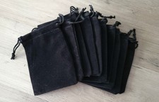 Lot of 10 Premium Drawstring Pouch Jewelry Gift Travel Bags, Black Velvet 3x4