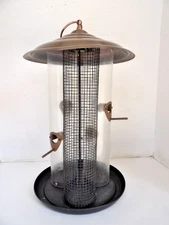 HANGING BIRD FEEDER 3 TUBES, 2 SEED 1 MESH FOR PEANUTS WEATHER DOME & SEED TRAY