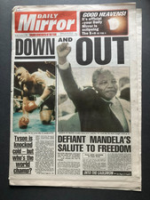 Feb. 12 1990 Newspaper Nelson Mandela Freed Mike Tyson Knocked Out Jessica Lange