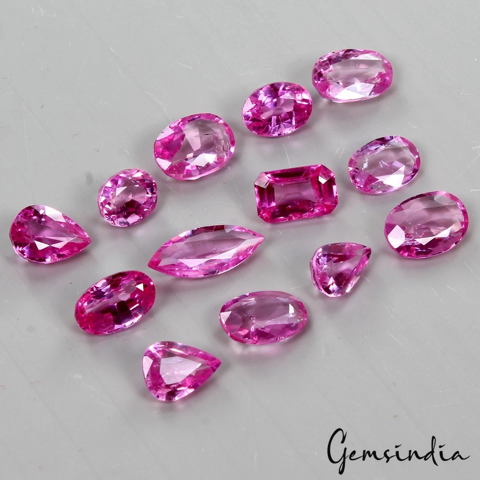 13 Pcs Beautiful Hydro Pink Ruby Mix Faceted Cut Loose Gems For Jewelry~35.10 Ct - Image 2 of 4