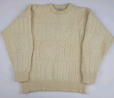 Vintage 80s Blarney Woolen Mills Ireland Made Irish Wool Knit Sweater Cable Knit