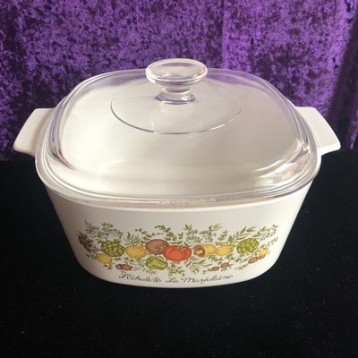 Vtg Corning Ware L'Echalote La Marjolaine 3 Quart Spice of Life w/Pyrex Lid