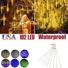 Solar Fairy Lights 192LED Rain Drop Tree Lamp Meteor Shower String Garden Xmas!