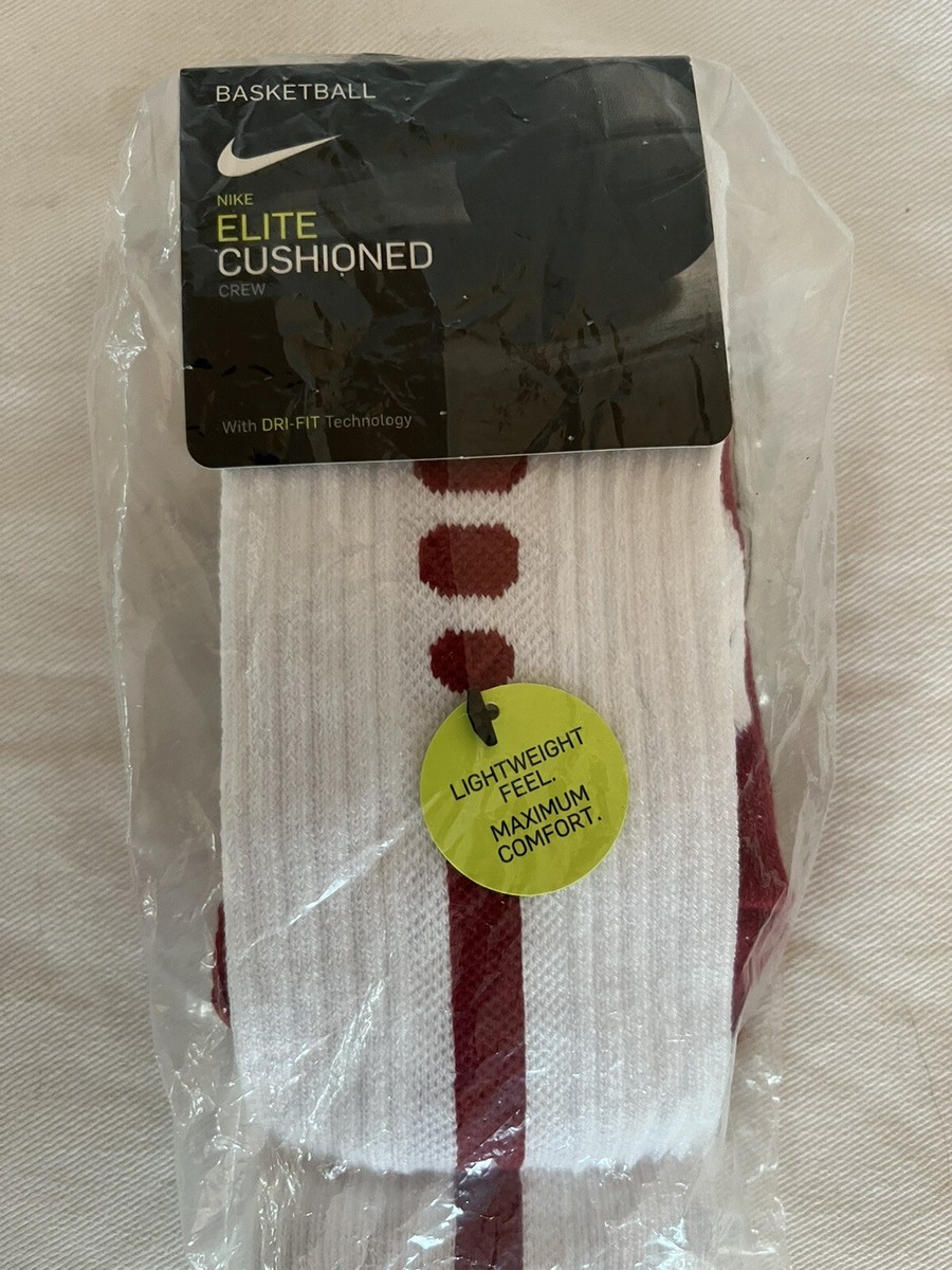 Nike Elite Cushioned Crew Basketball Socks -MEDIUM White