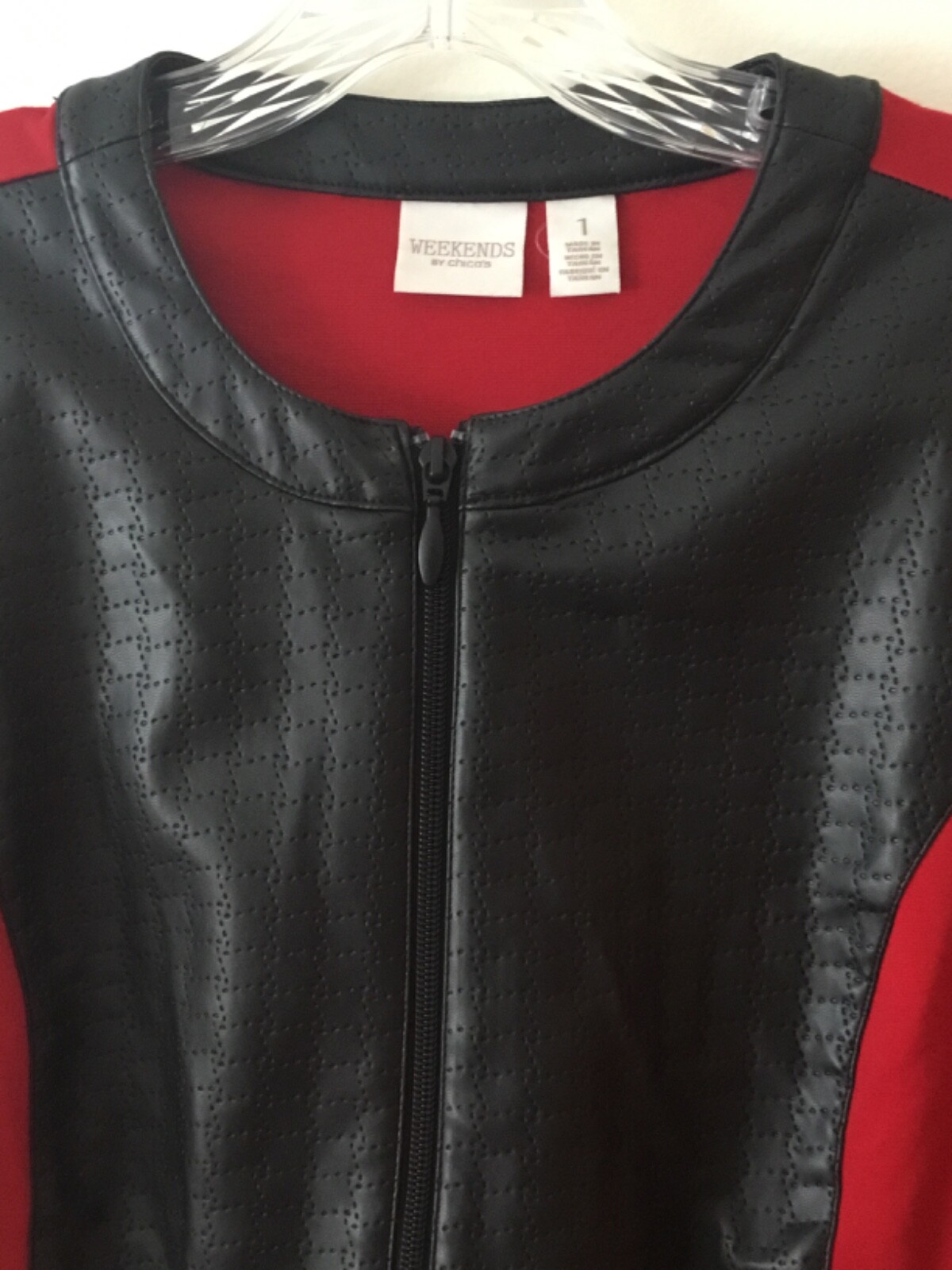 Chicos 1 Weekends Jacket Full Zip Pockets Red Bla… - image 4