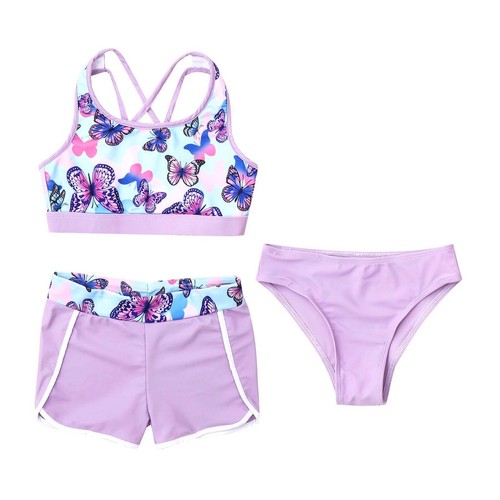 Kids Girls Swimsuit UPF 50+ Rash Guard Sunsuits Beach Swimwear Bathing Suits - Picture 22 of 41