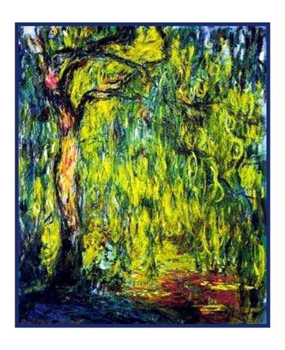 Impressionist Monet Weeping Willow Counted Cross Stitch Chart Pattern