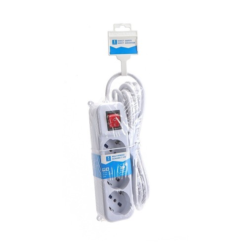Ciabatta multipresa elettrica 3 posti con cavo da 3m 3 Prese Schuko + Bipasso - Afbeelding 3 van 4