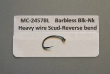 100 Scud Hooks heavy wire..MC-2457BL..Barbless Black-nickel Reverse Bend