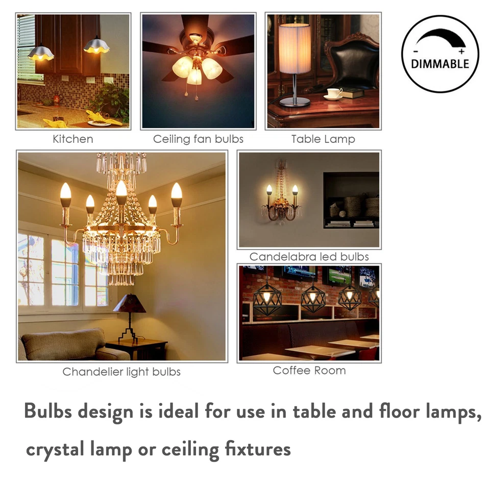 110V LED Candle Light Bulbs 6W 8W 10W E12 E26 E27 Dimmable Candelabra Chandelier - Image 3 of 4