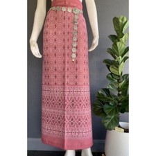 Thai traditional pattern fabric print sarong waist tie fits up waist to 42 inch