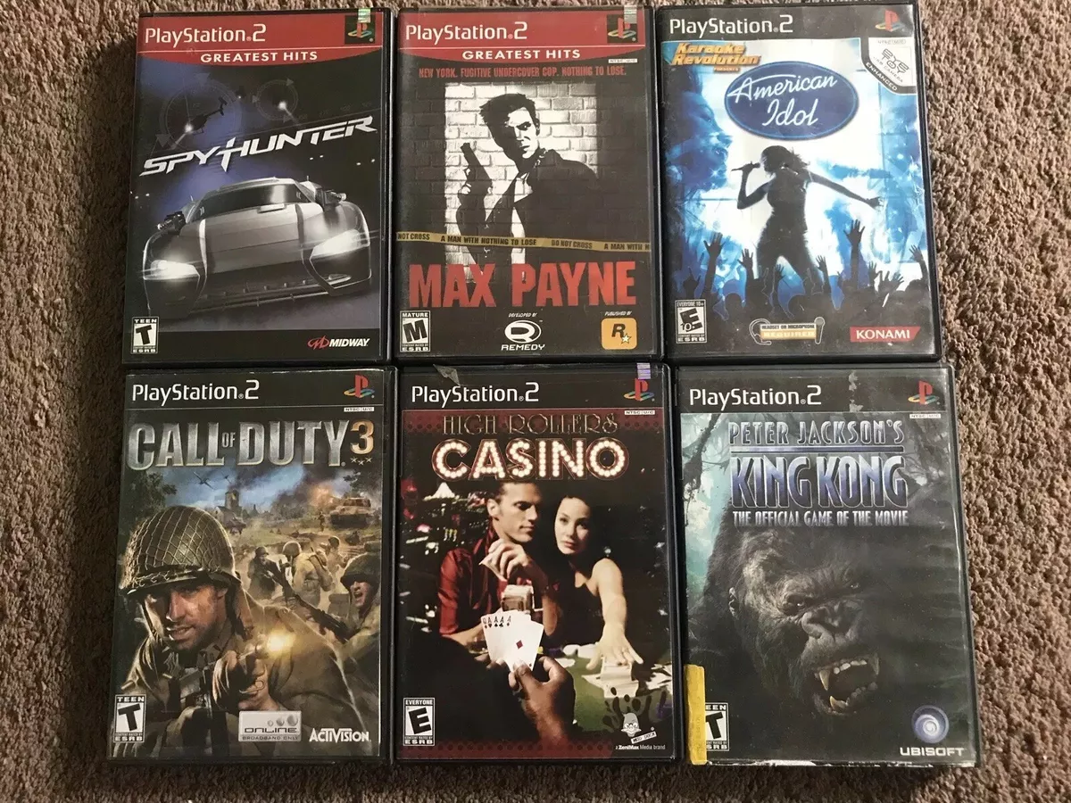 PS2 Games - Cal Of Duty 3,spy Hunter,max Payne,American Idol,casino, King  Kong