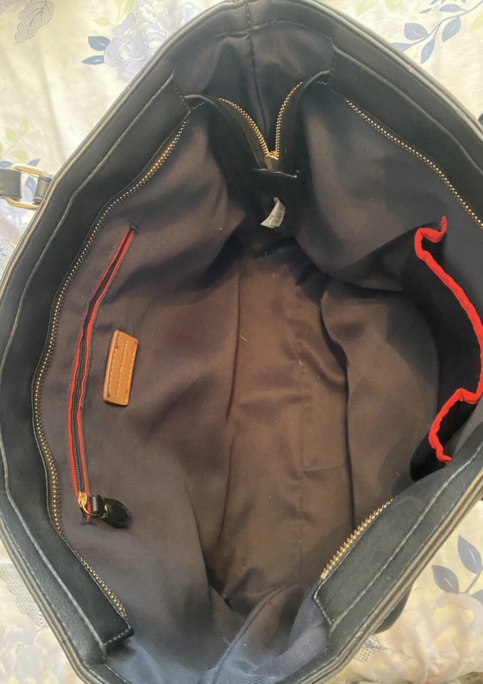 TOMMY HILFIGER Black LEATHER Tote SATCHEL Shoulder Bag - Image 3 of 4