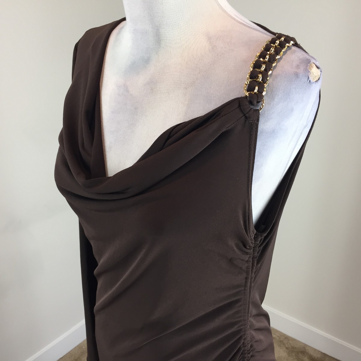 cache gold one shoulder dress Foil Jacquard One shoulder A Line Dress with Keyhole main image 1