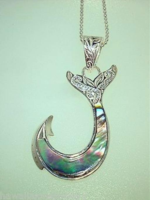 16mm 925 Silver Engraved Hawaiian Scrolls Abalone Whale Tail Fish Hook Pendant | eBay 16mm 925 Silver Engraved Hawaiian Scrolls Abalone Whale Tail Fish Hook Pendant | eBay