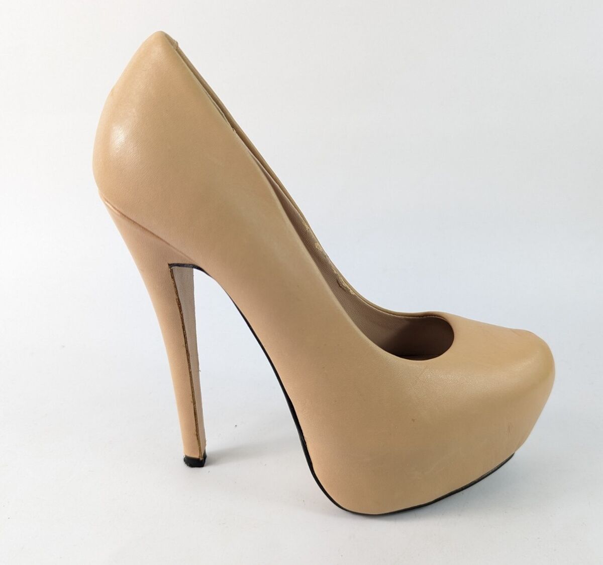 Topshop Nude Leather High Heel Platform Shoes Uk Eu 37