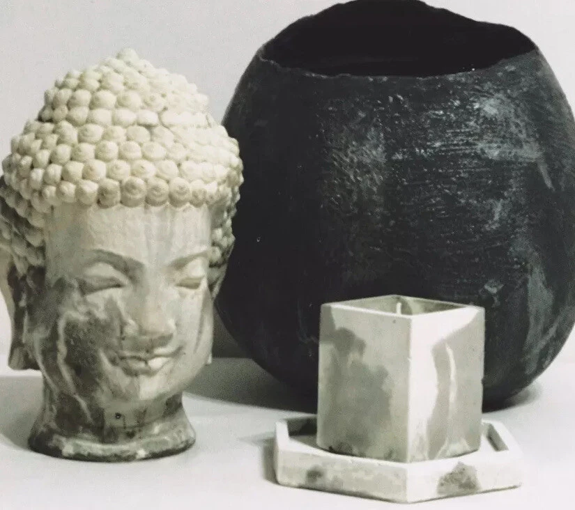 3 Pcs Gift Set Marble Square Highly Scented Wax Candles Handmade White Grey UK - Image 4 of 4