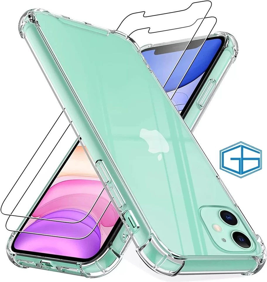 CLEAR CASE FOR IPHONE 11 6.1" SUPPLIED WITH 2 SCREEN PROTECTORS SHOCKPROOF