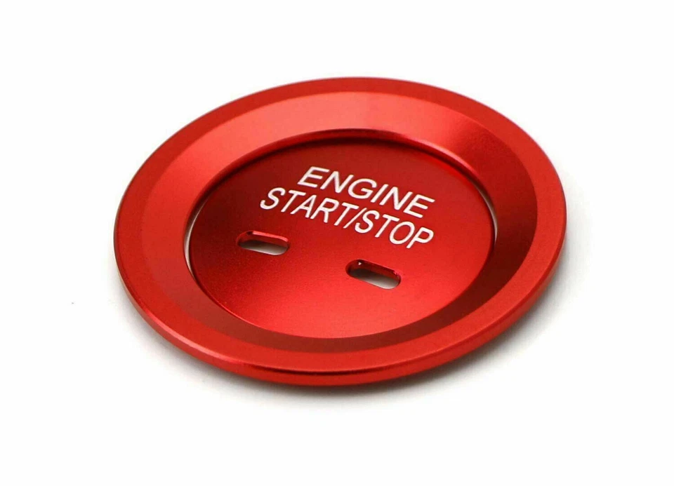 Anillo de cubierta de moldura de botón de arranque/parada del motor rojo sin llave para Cadillac Chevy GMC Foto 2 de 4