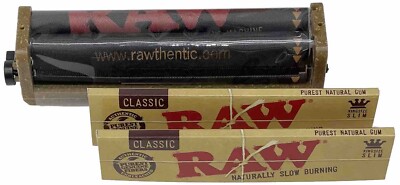 2 Packs RAW King Classic Rolling Papers & Raw 2-Way King Roller *Free Shipping*
