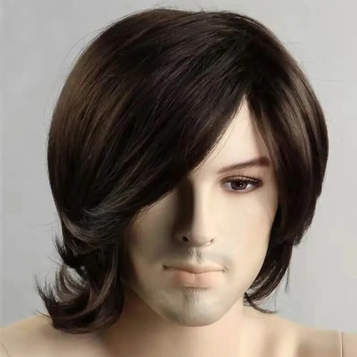 Peluca de cabello sintético masculino de longitud media pelucas de cosplay rectas de fibra resistente al calor - Imagen 8 de 18