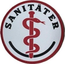 Sanit&auml;ter Gummi Rubber 3D Emblem Patch &Auml;skulapstab MHD JUH ASB DLRG