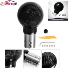 Carbon Fiber Automatic AT MT Car Gear Shift Knob Shifter Push Button Press Style