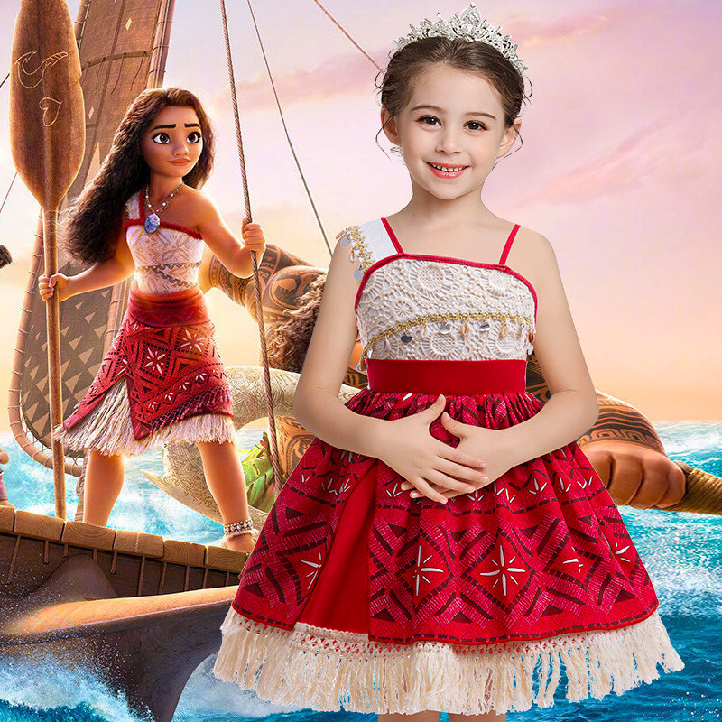 Kids 2024 Movie Moana Cosplay Moana Dress Costume Girls Tutu Dress