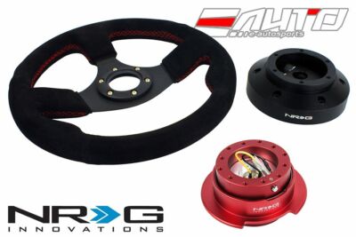 NRG 320mm Race Suede Red St steering wheel + 101H Hub Gen2.5 Red Quick Release
