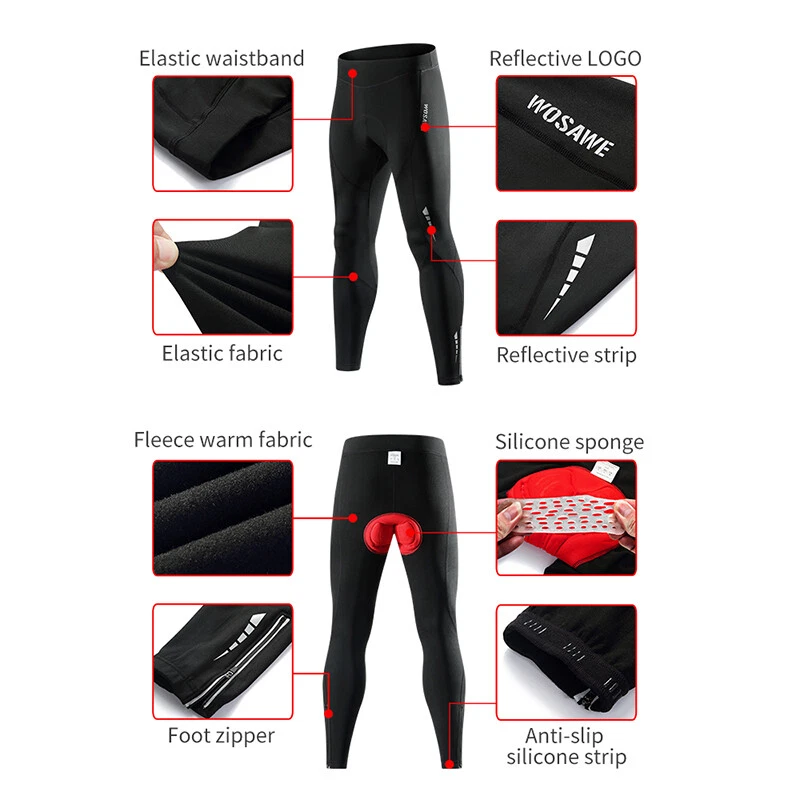 Pantalones de Ciclismo de Invierno WOSAWE Térmicos Polar A Prueba de Viento Bicicleta 3D Gel Acolchado Apretados Foto 3 de 4