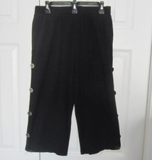 JM Collection Woven Dressing Crinkle Capri Pants-Pockets-Sz S-Black-MSRP 49-NWT
