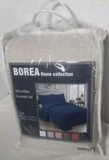Quilted Queen Coverlet Set 106X96 Borea Home Collection Microfiber Gray White