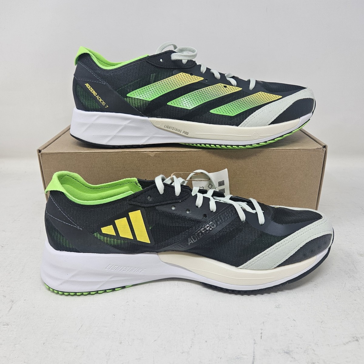 Mens Adidas Adizero Adios 7 Running Shoe / Black Solar Green