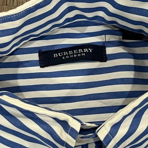 Burberry London Size Medium Solid Thick Navy Stri… - image 3