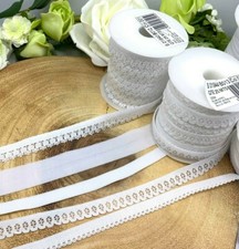 White lingerie elastic trim FOE picot lace underwear knickers bra strap wedding 